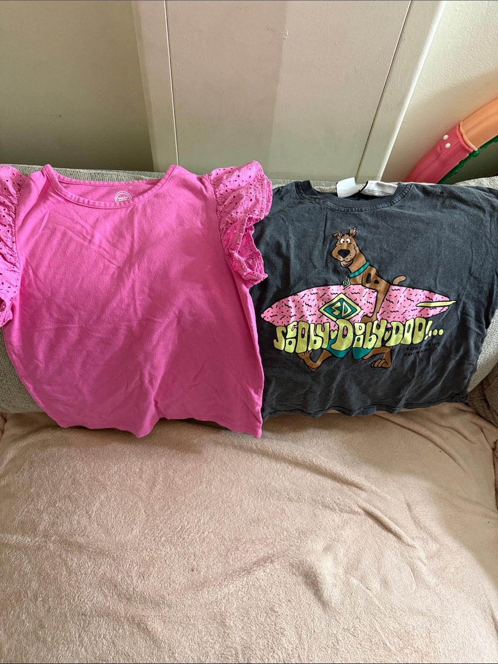 wonder nation Bright Pink Eyelet Sleeve Tee